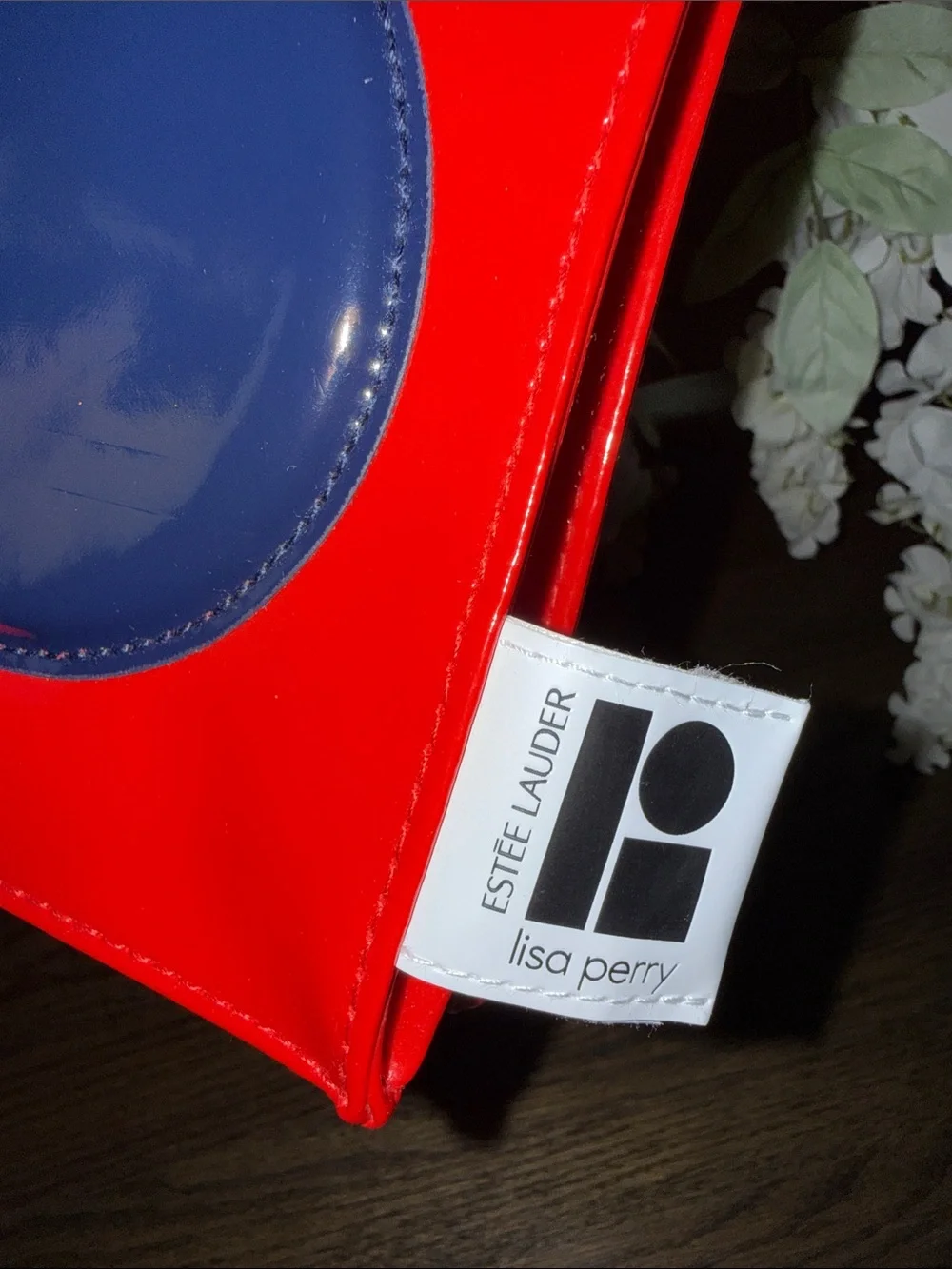 Estee Lauder Red and Navy Patent Cosmetic Pouch by Lisa Perry